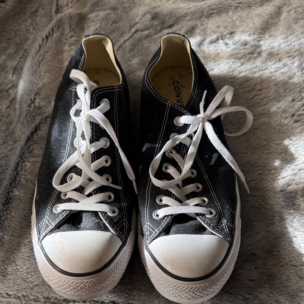 Size 10 Men/12 Women Converse Classic Black and White Sneakers